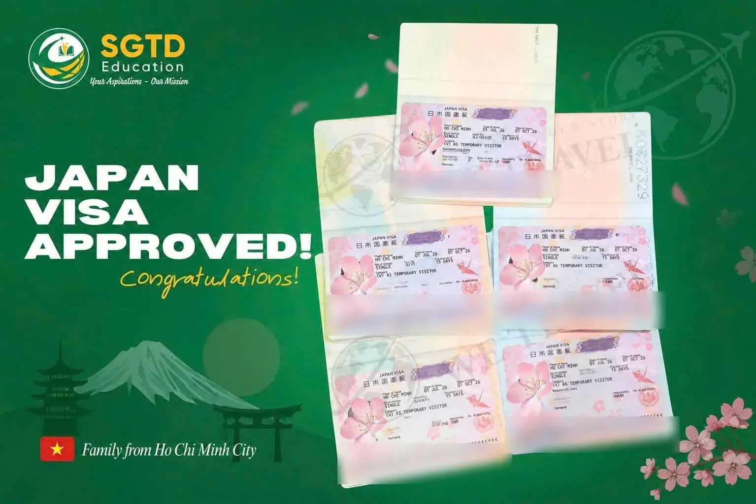 Ảnh — Gia đình 5 người đậu visa Nhật Bản